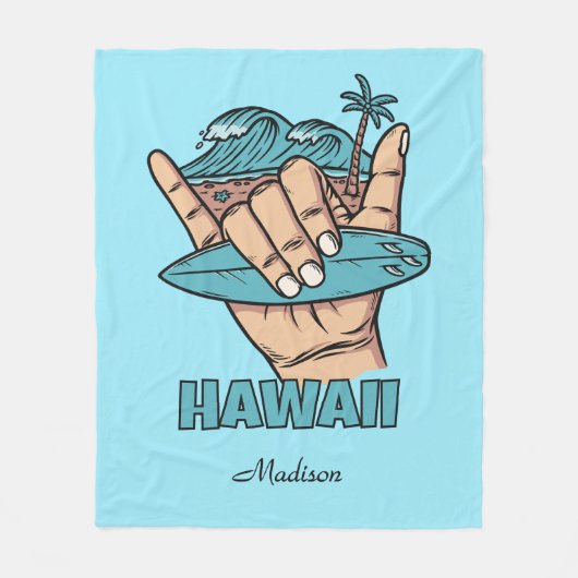 Custom Name & Location Surf Shaka Fleecedecke (Vorderseite)