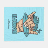 Custom Name & Location Surf Shaka Fleecedecke (Vorderseite (Horizontal))