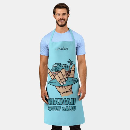 Custom Name & Location Surf Shaka Schürze (Getragen)