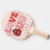Custom Name Love Bug Valentine's Day Ladybug Pink Tischtennis Schläger (Seitenansicht)