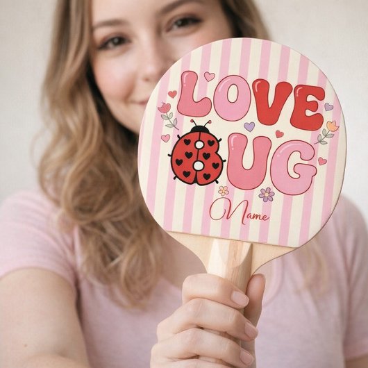Custom Name Love Bug Valentine's Day Ladybug Pink Tischtennis Schläger