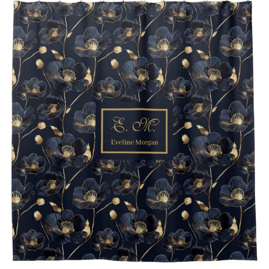 Custom Name Lux Botanical Flower Design Duschvorhang (Vorderseite)