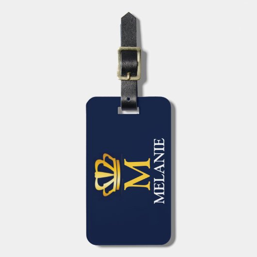 Custom Name Luxury Royal Elegant Monogran Gepäckanhänger (Vorderseite vertikal)