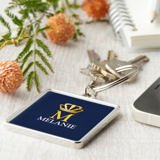 Custom Name Luxury Royal Elegant Monogran Schlüsselanhänger (Seite)