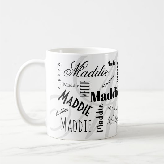 Custom Name Maddie Black White Coffee Mug Kaffeetasse (Links)
