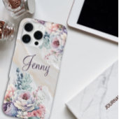 Custom Name Marble Floral Personalized Watercolor iPhone Hülle