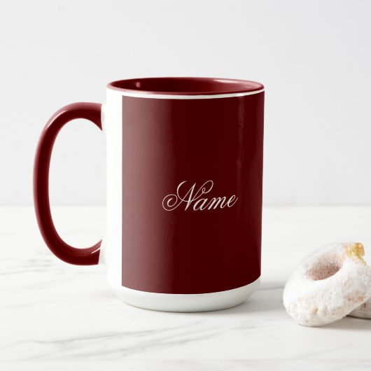 Custom Name Maroon Combo Mug Personalized Tasse (Mit Donut)