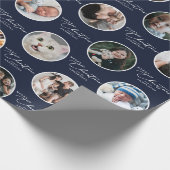 Custom Name Merry Christmas Script 28 Photo Geschenkpapier (Ecke)