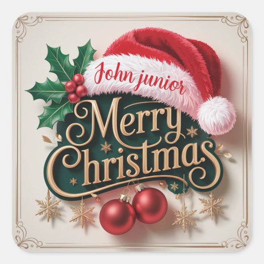 Custom Name Merry Christmas Sticker (Vorderseite)