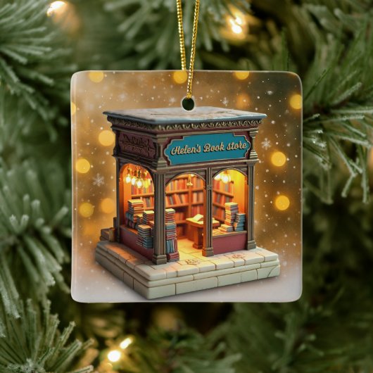 Custom name> message me Bookstore Ceramic Ornament (Baum)
