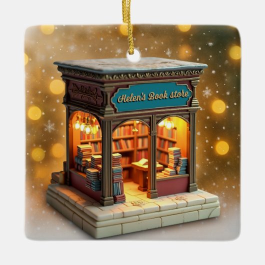 Custom name> message me Bookstore Ceramic Ornament (Vorderseite)