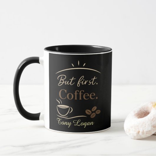 Custom Name Minimalist Coffee Mug Gift Tasse (Mit Donut)