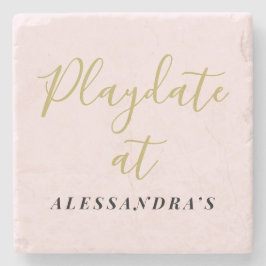 Custom Name Minimalist Funny Pastel Pink Gold Chic Steinuntersetzer