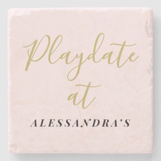 Custom Name Minimalist Funny Pastel Pink Gold Chic Steinuntersetzer (Vorderseite)