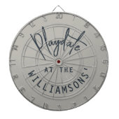 Custom Name Minimalist Gray Navy Blue Playdate  Dartscheibe (vorne)