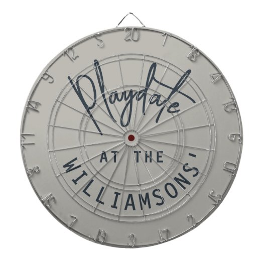 Custom Name Minimalist Gray Navy Blue Playdate  Dartscheibe (vorne)