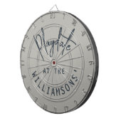 Custom Name Minimalist Gray Navy Blue Playdate  Dartscheibe (Vorderseite rechts)