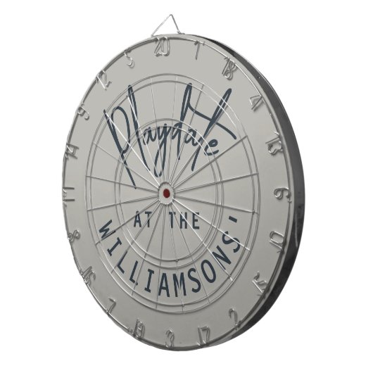 Custom Name Minimalist Gray Navy Blue Playdate  Dartscheibe (Vorderseite rechts)