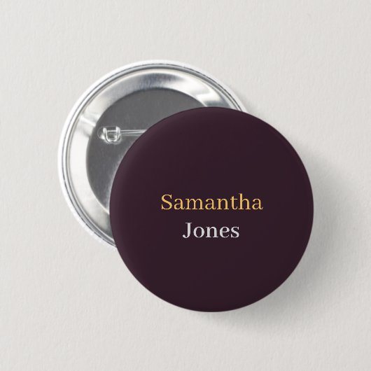 Custom name minimalist modern burgundy button (Vorne & Hinten)