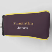Custom name minimalist modern burgundy golf headcover (Vorderseite)