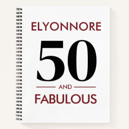 Custom Name Modern 50 And Fabulous Cherry Wine  Notizblock