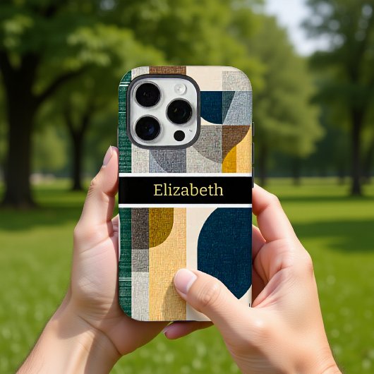 Custom Name Modern Abstract Geometric Marble Case-Mate iPhone Hülle