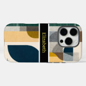 Custom Name Modern Abstract Geometric Marble Case-Mate iPhone Hülle (Rückseite (Horizontal))