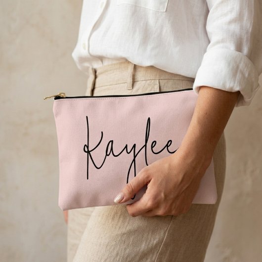 Custom name modern script pouch gift for her mom zubehörtasche