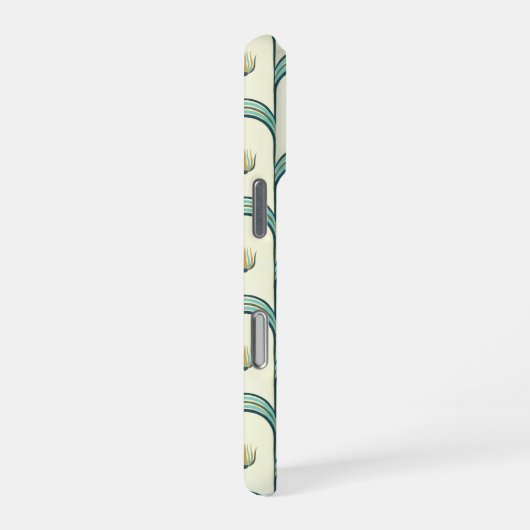 Custom Name & Monogram Art Deco Teal & Gold iPhone Hülle (Rechte Seite)