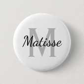 Custom name monogram elegant white standard size button (Vorderseite)