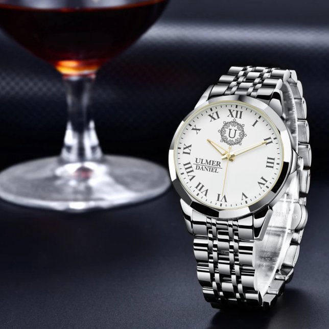 Custom Name Monogram for Weddings & Anniversaries Armbanduhr (Von Creator hochgeladen)