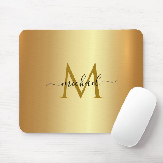 Custom Name Monogram Initial Template Gold Mousepad (Mit Mouse)
