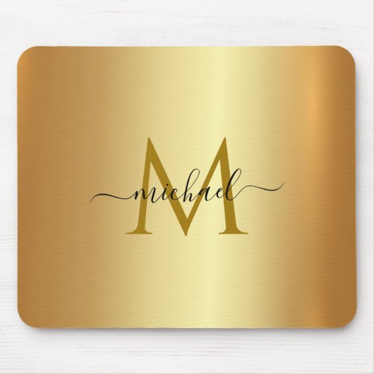 Custom Name Monogram Initial Template Gold Mousepad (Vorne)