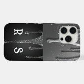 Custom name Monogram Silver Glitter Drips iPhone Hülle (Rückseite (Horizontal))