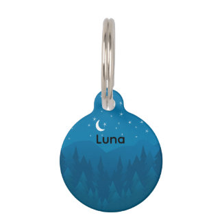 Custom Name, Moon Stars Mystic Mountain Pet ID Tag Haustiermarke
