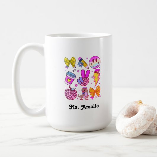 Custom Name Mug, Custom Teacher Mug,Back to school Kaffeetasse (Mit Donut)