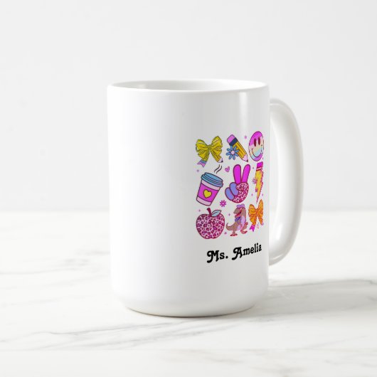 Custom Name Mug, Custom Teacher Mug,Back to school Kaffeetasse (VorderseiteRechts)