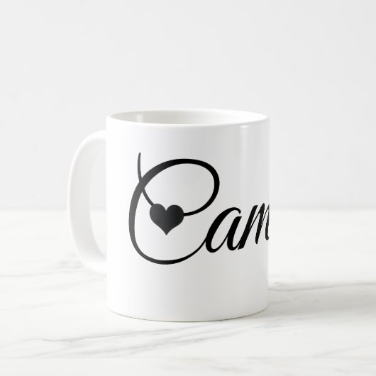 Custom Name Mug Minimalist Script Font with Heart  Kaffeetasse (Vorderseite Links)