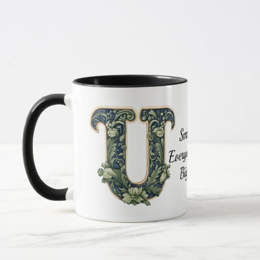 Custom Name Mug with Green Leaf Monogram Tasse (Links)