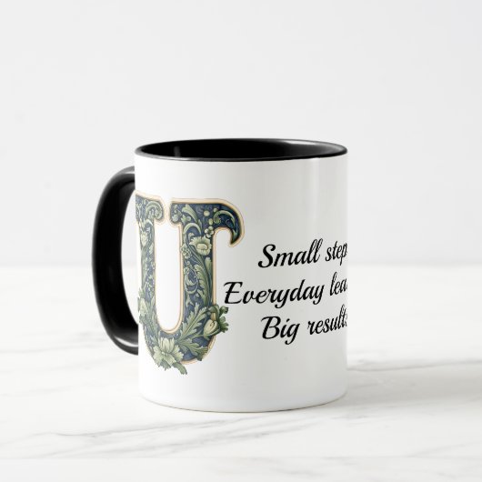 Custom Name Mug with Green Leaf Monogram  Tasse (Vorderseite Links)