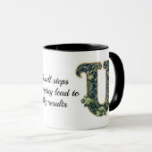 Custom Name Mug with Green Leaf Monogram Tasse (VorderseiteRechts)