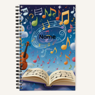 Custom Name Musical Notes Notizblock