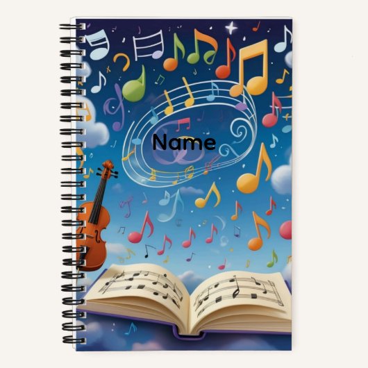 Custom Name Musical Notes Notizblock (Vorderseite)