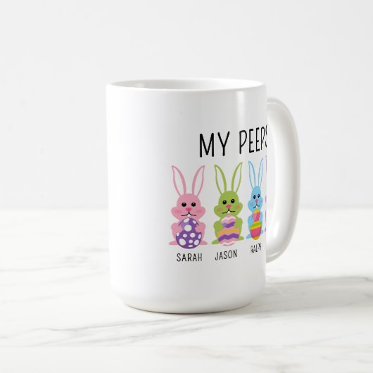Custom Name My Peeps Easter Coffee Mug Kaffeetasse (VorderseiteRechts)