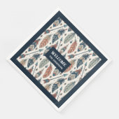 Custom Name Napkins Ethnic Chic Feathers Design Serviette (Ecke)