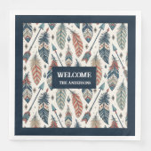 Custom Name Napkins Ethnic Chic Feathers Design Serviette (Vorderseite)