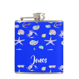 Custom name nautical print on blue flachmann