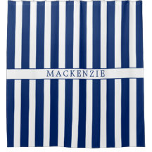 Custom Name Navy and White Vertical Striped