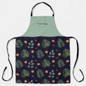 Custom Name Navy Botanical Apron Schürze (Vorderseite)
