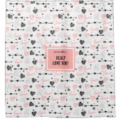 Custom Name Newlywed Love Hand Drawn Heart Curtain Duschvorhang (Vorderseite)
